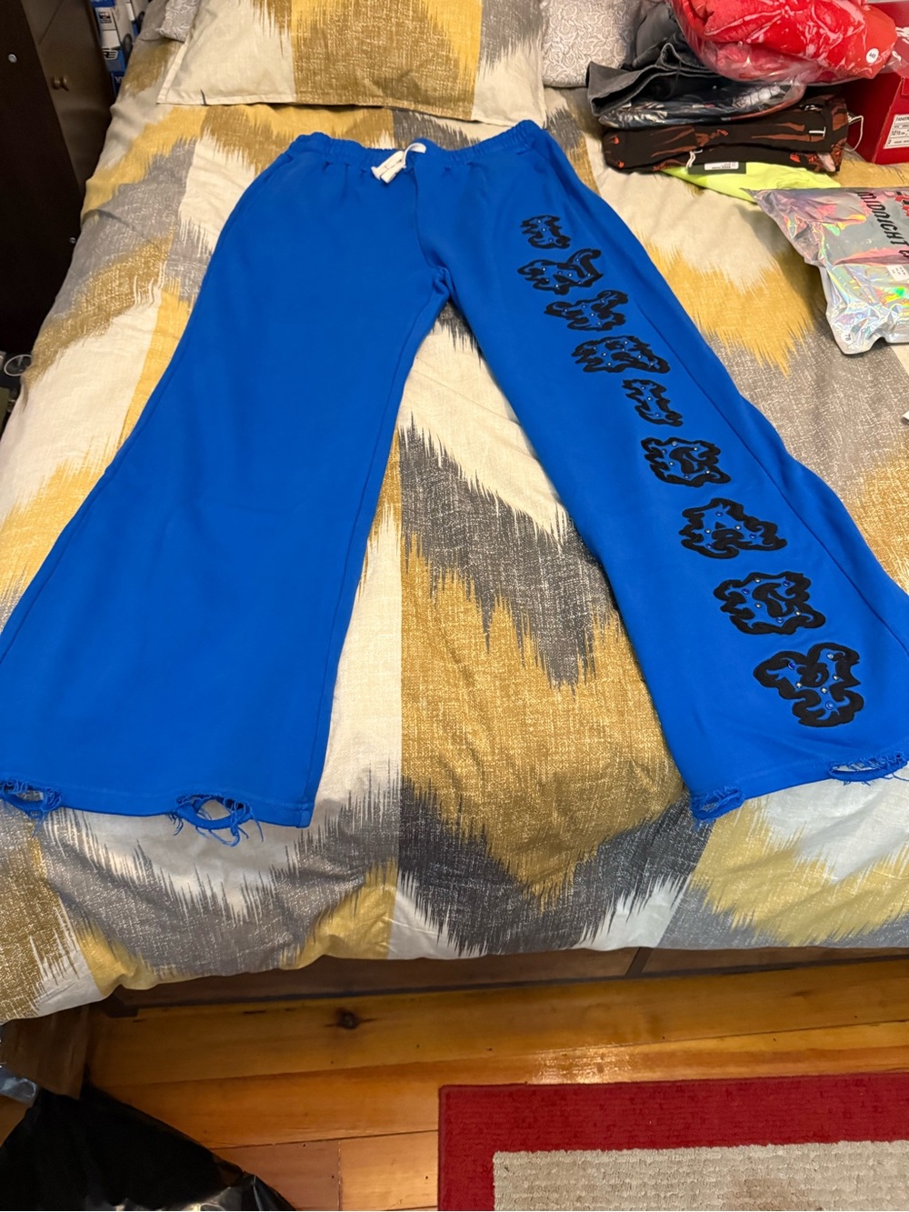Lost Intricacy Mens Blur Wide-Leg Sweatpants with Black Graphic Size 2X